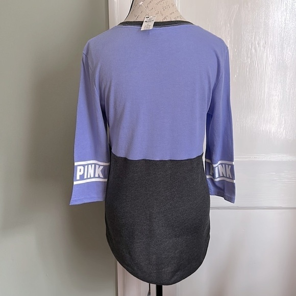 PINK Victoria’s Secret Lilac and Charcoal Raglan Sleeve Tee - Picture 6 of 11